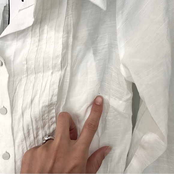 NWT Astr the Label Diell Pleated Midi Dress White Pintuck Shirtdress Small - Picture 11 of 13